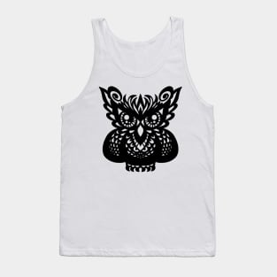 Owl, ornament, drawing, print, original picture, black and white, Gothic Tank Top